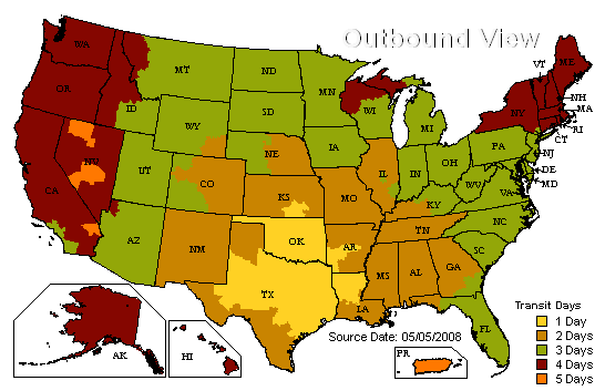 Industrial Networking Solutions - UPS Shipping Map from Addison, Texas 75001